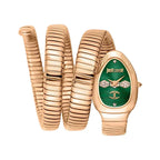 Just Cavalli Signature JC1L232M0045 22mm Women's Quartz Watch – Green with Rose Gold Stainless Steel Bracelet