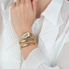 Just Cavalli Signature Snake JC1L228M0035 22mm Women's Quartz Watch – Silver with Gold Stainless Steel Bracelet