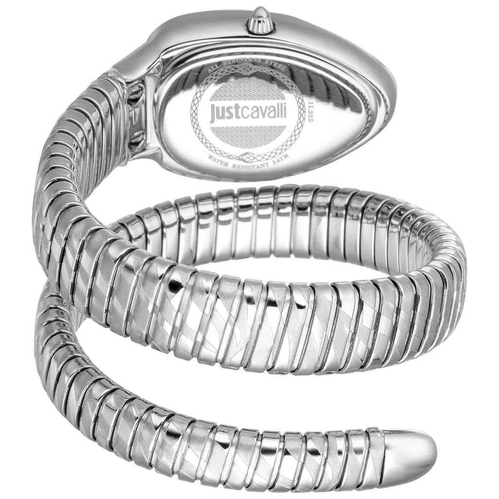 Just Cavalli Signature Snake JC1L225M0015 34mm Women's Quartz Watch – Silver & Pink with Silver Stainless Steel Bracelet