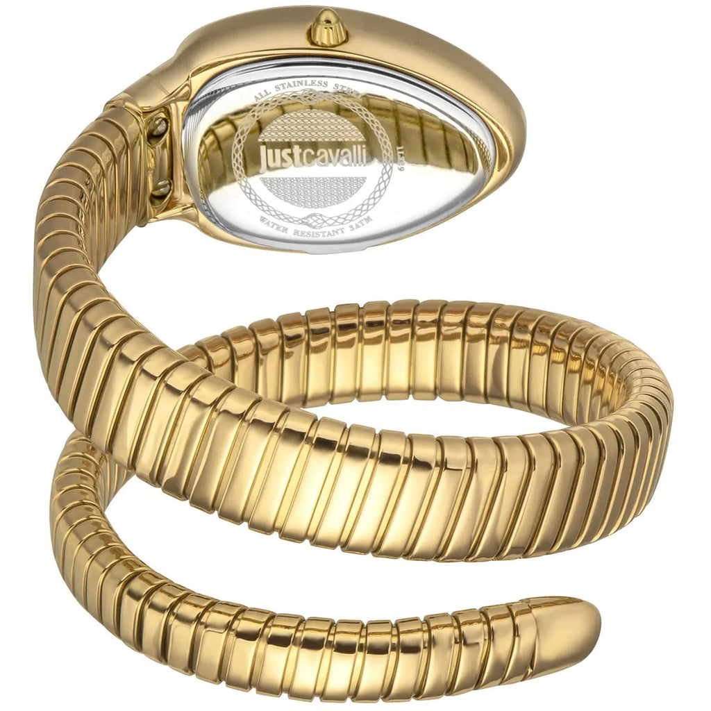 Just Cavalli Signature Snake JC1L229M0035 32mm Women's Quartz Watch – Green with Gold Stainless Steel Bracelet