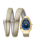 Just Cavalli Signature JC1L224M0075 22mm Women's Quartz Watch – Blue with Silver & Gold Stainless Steel Bracelet