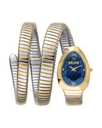 Just Cavalli Signature JC1L224M0075 22mm Women's Quartz Watch – Blue with Silver & Gold Stainless Steel Bracelet