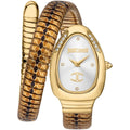 Just Cavalli Signature Snake JC1L251M0025 22mm Women's Quartz Watch – Silver with Gold Stainless Steel Bracelet