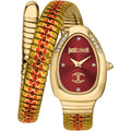 Just Cavalli Signature Snake JC1L251M0045 22mm Women's Quartz Watch – Red with Multicolored Stainless Steel Bracelet