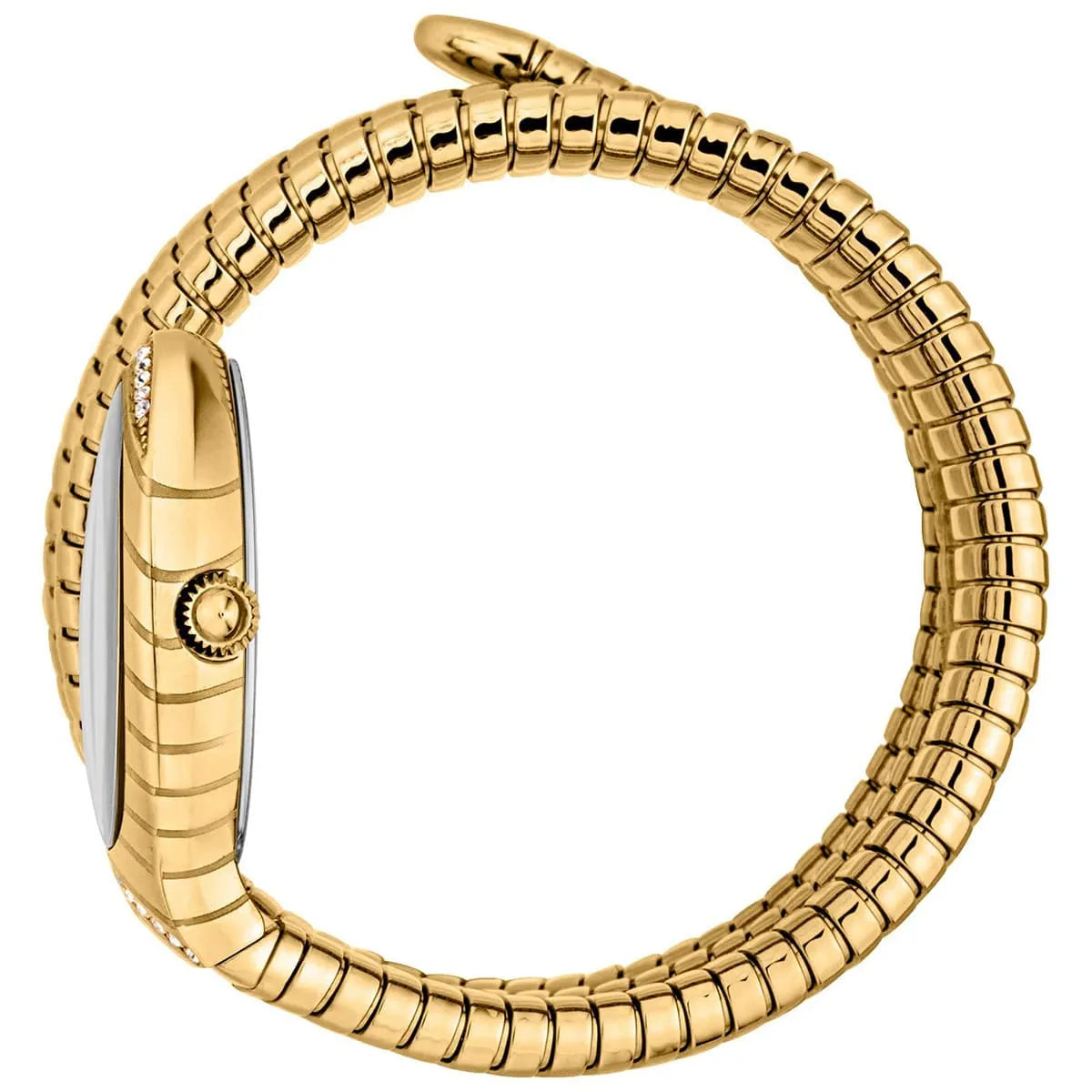 Just Cavalli Signature Snake JC1L248M0025 22mm Women's Quartz Watch – Silver with Gold Stainless Steel Bracelet