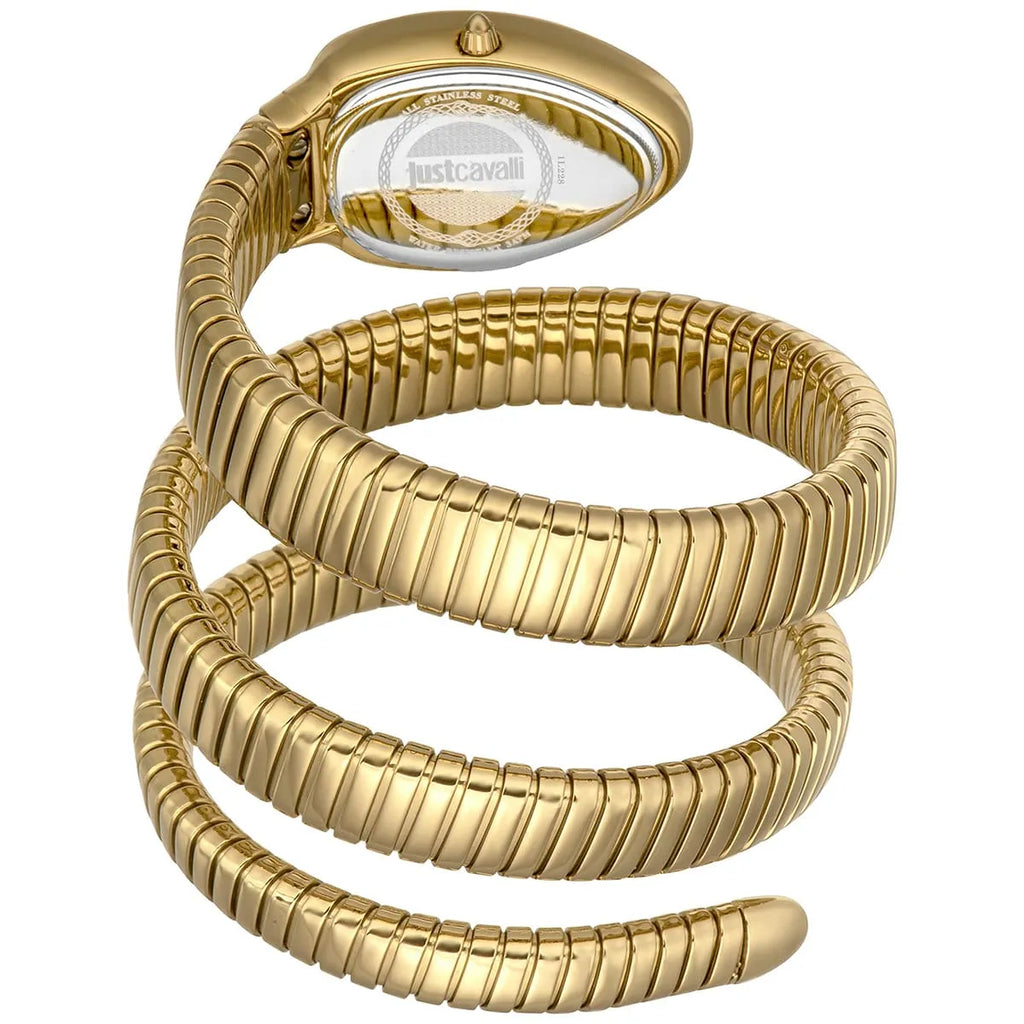 Just Cavalli Signature Snake JC1L228M0035 22mm Women's Quartz Watch – Silver with Gold Stainless Steel Bracelet