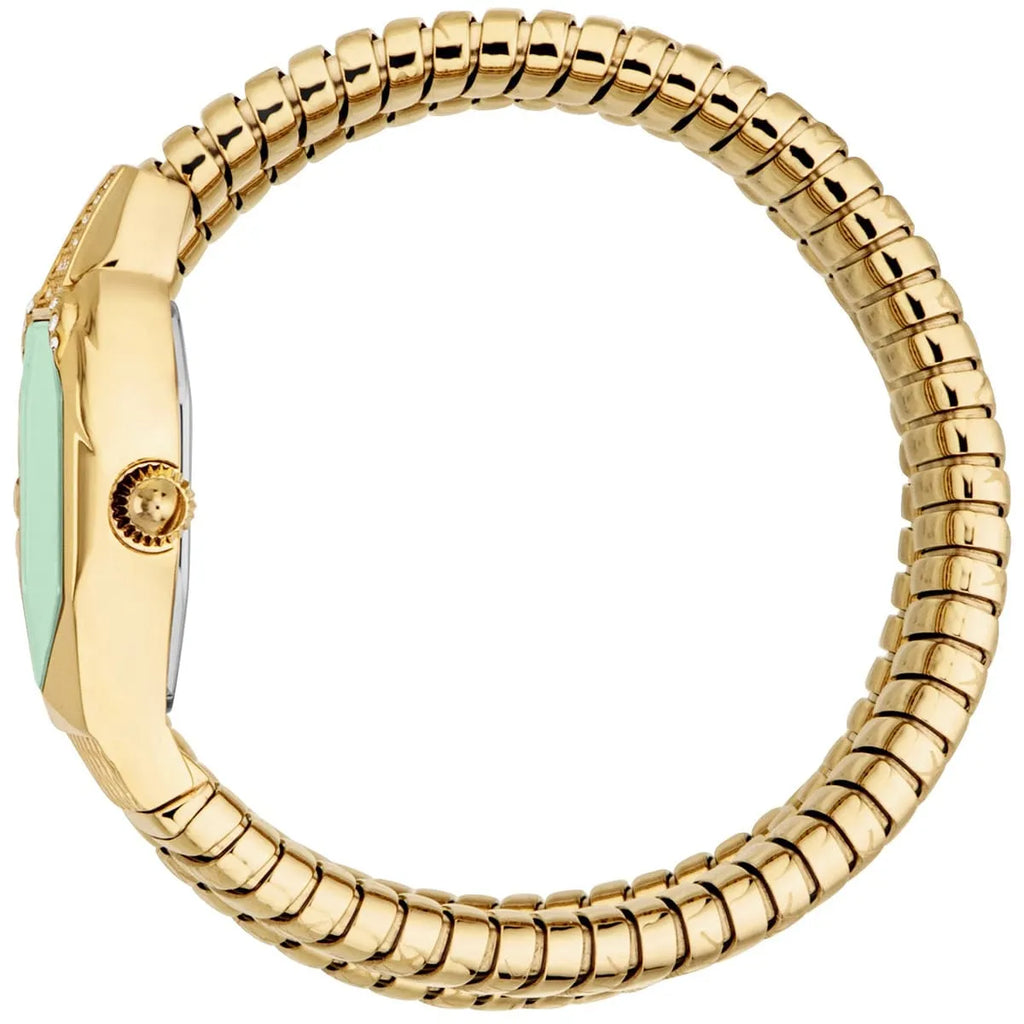 Just Cavalli Signature Snake JC1L370M0035 22mm Women's Quartz Watch – Green with Gold Stainless Steel Bracelet