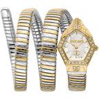 Just Cavalli Signature Snake JC1L304M0055 23mm Women's Quartz Watch – Silver with Silver & Gold Stainless Steel Bracelet