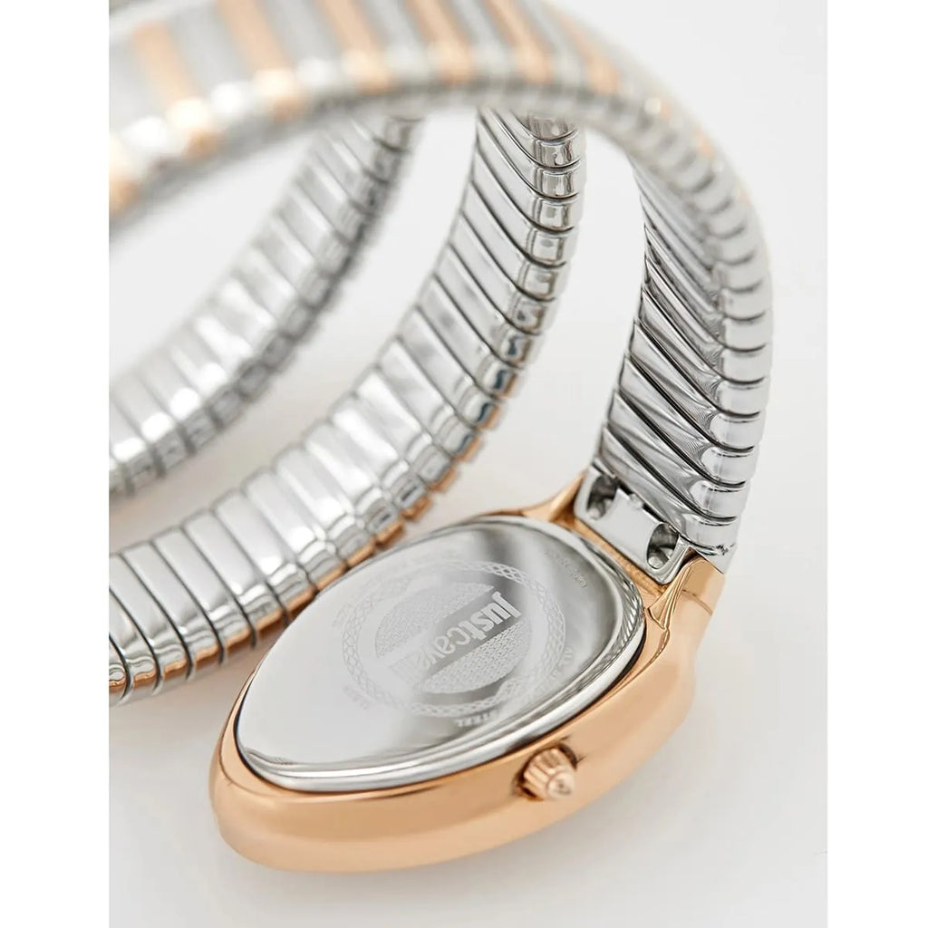 Just Cavalli Signature JC1L228M0085 23mm Women's Quartz Watch – White with Silver & Copper Stainless Steel Bracelet