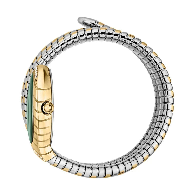 Just Cavalli Signature JC1L248M0065 23mm Women's Quartz Watch – Green with Silver & Gold Stainless Steel Bracelet