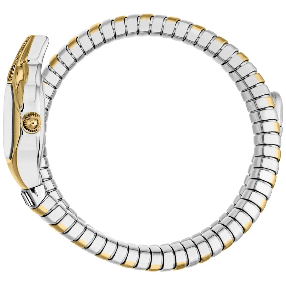 Just Cavalli Signature Snake JC1L326M0055 20mm Women's Quartz Watch – White with Silver & Gold Stainless Steel Bracelet