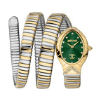Just Cavalli Signature JC1L248M0065 23mm Women's Quartz Watch – Green with Silver & Gold Stainless Steel Bracelet