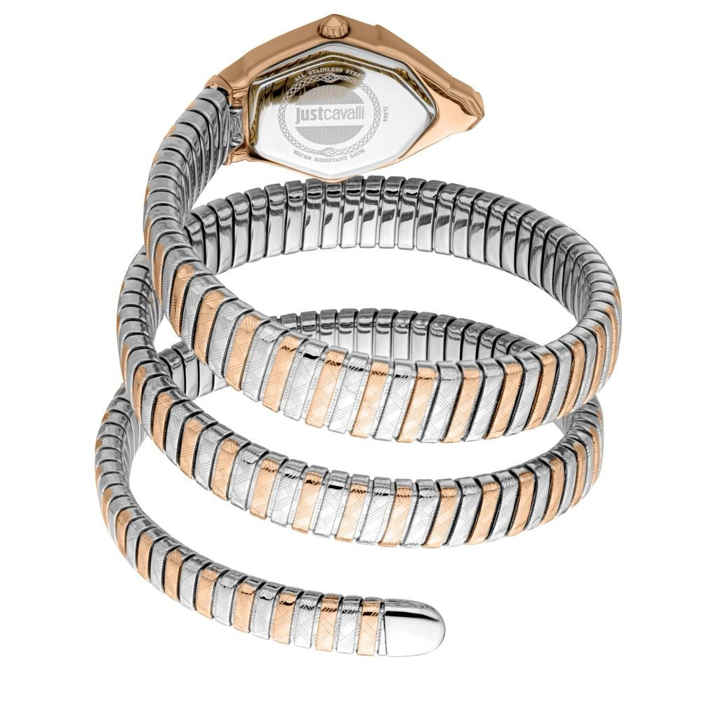 Just Cavalli Signature JC1L304M0075 23mm Women's Quartz Watch – White with Silver & Copper Stainless Steel Bracelet