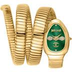 Just Cavalli Signature Snake JC1L232M0035 22mm Women's Quartz Watch – Green with Gold Stainless Steel Bracelet