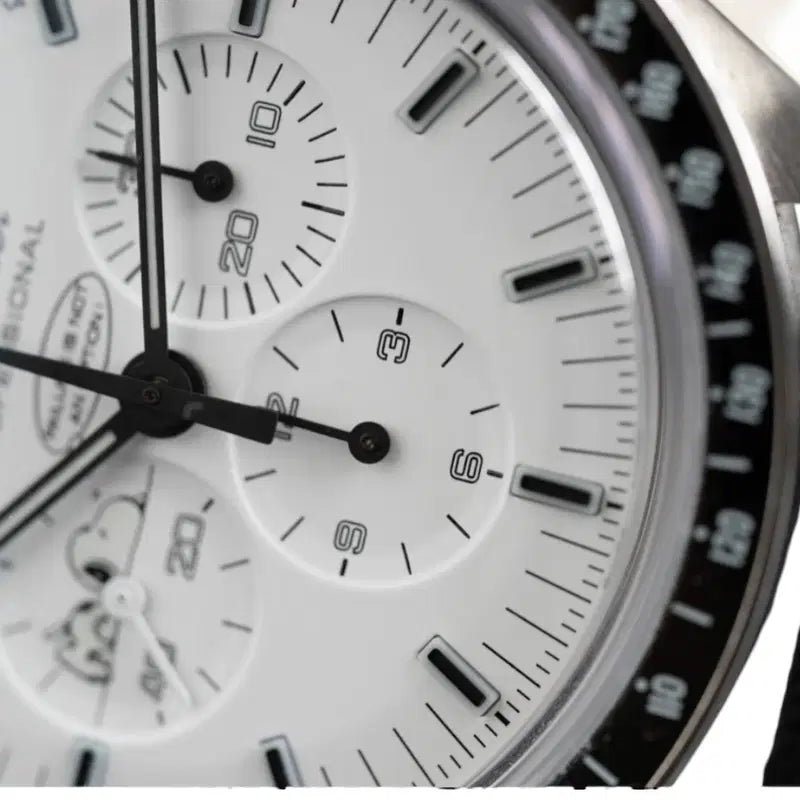Omega Speedmaster “Silver Snoopy Award” Master Quality Watch – White Dial & Black Leather Strap