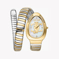 Just Cavalli Signature Snake JC1L227M0065 20mm Women's Quartz Watch – White with Silver & Gold Stainless Steel Bracelet