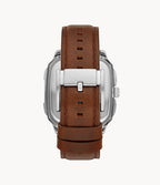 Fossil Inscription BQ2571 42mm Men’s Automatic Watch – Blue Skeleton Dial & Brown Genuine Leather Strap