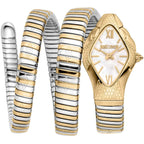 Just Cavalli Signature Snake JC1L230M0045 22mm Women's Quartz Watch – Silver with Silver & Gold Stainless Steel Bracelet