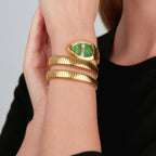 Just Cavalli Signature Snake JC1L232M0035 22mm Women's Quartz Watch – Green with Gold Stainless Steel Bracelet