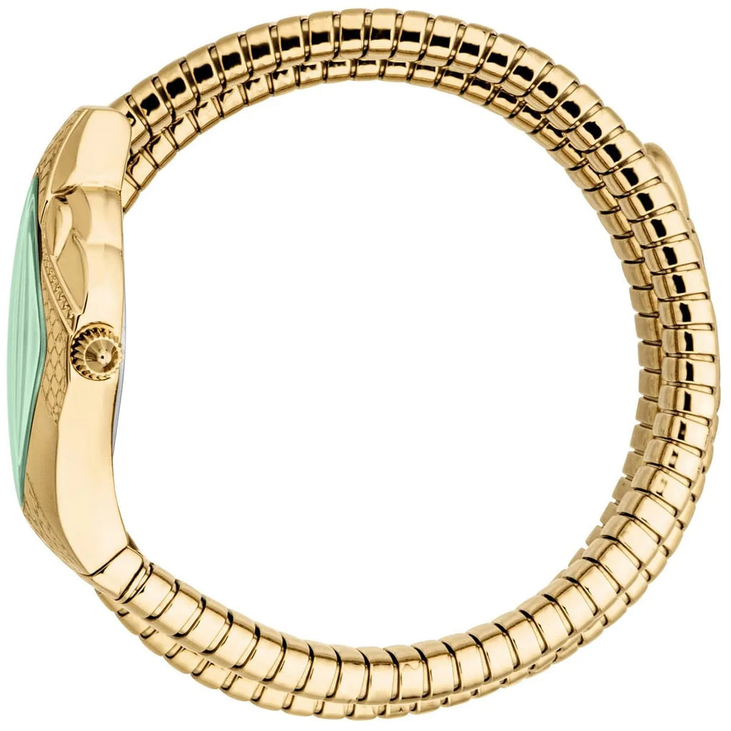 Just Cavalli Signature Snake JC1L307M0035 22mm Women's Quartz Watch – Green with Gold Stainless Steel Bracelet