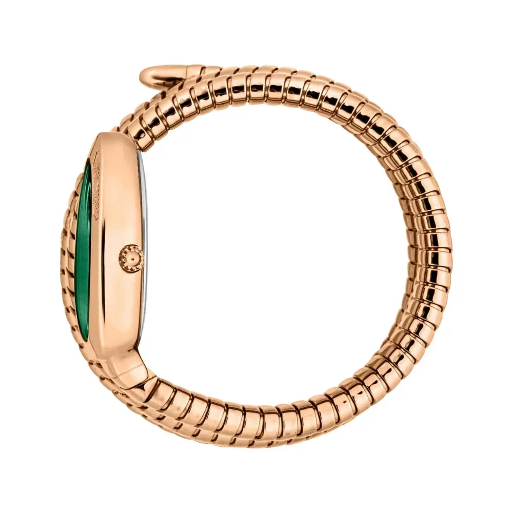 Just Cavalli Signature JC1L232M0045 22mm Women's Quartz Watch – Green with Rose Gold Stainless Steel Bracelet