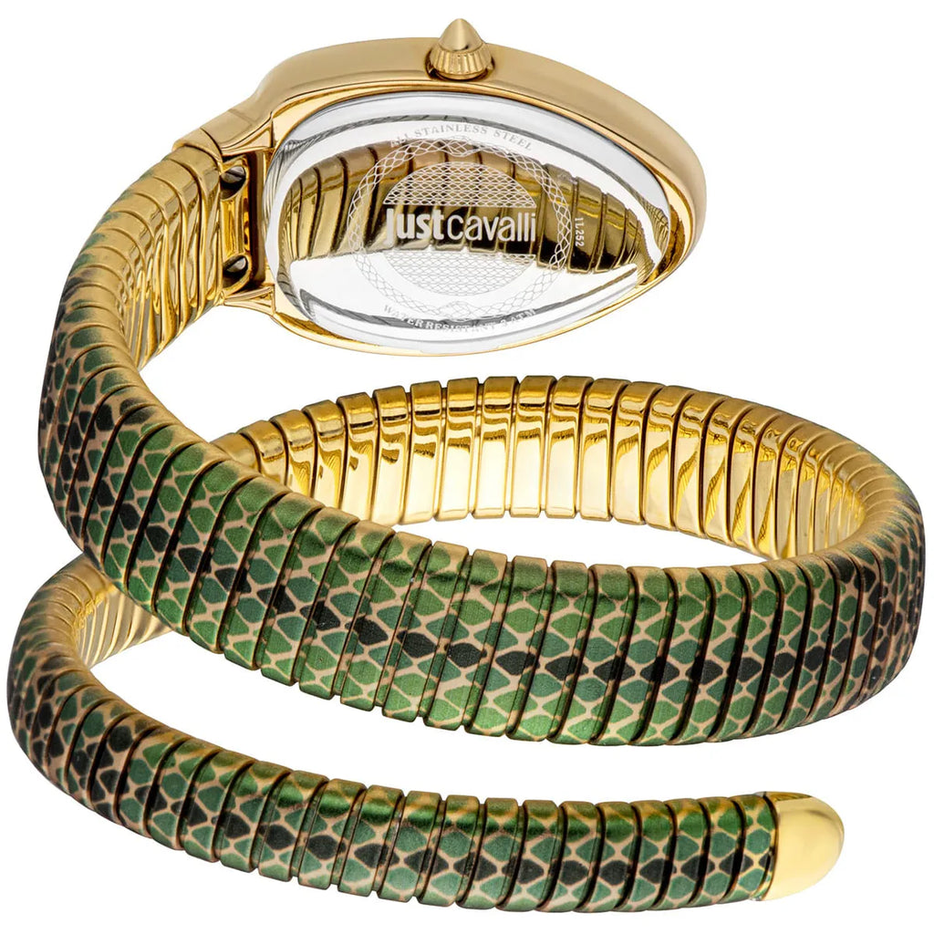 Just Cavalli Signature Snake JC1L251M0035 22mm Women's Quartz Watch – Green with Green Stainless Steel Bracelet