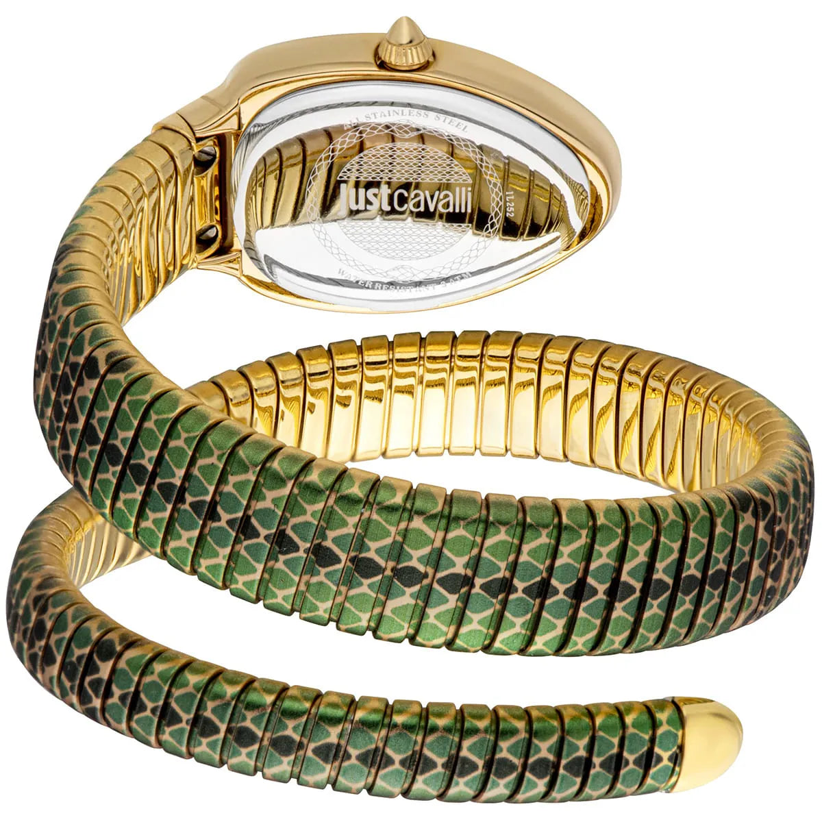 Just Cavalli Signature Snake JC1L251M0035 22mm Women's Quartz Watch – Green with Green Stainless Steel Bracelet