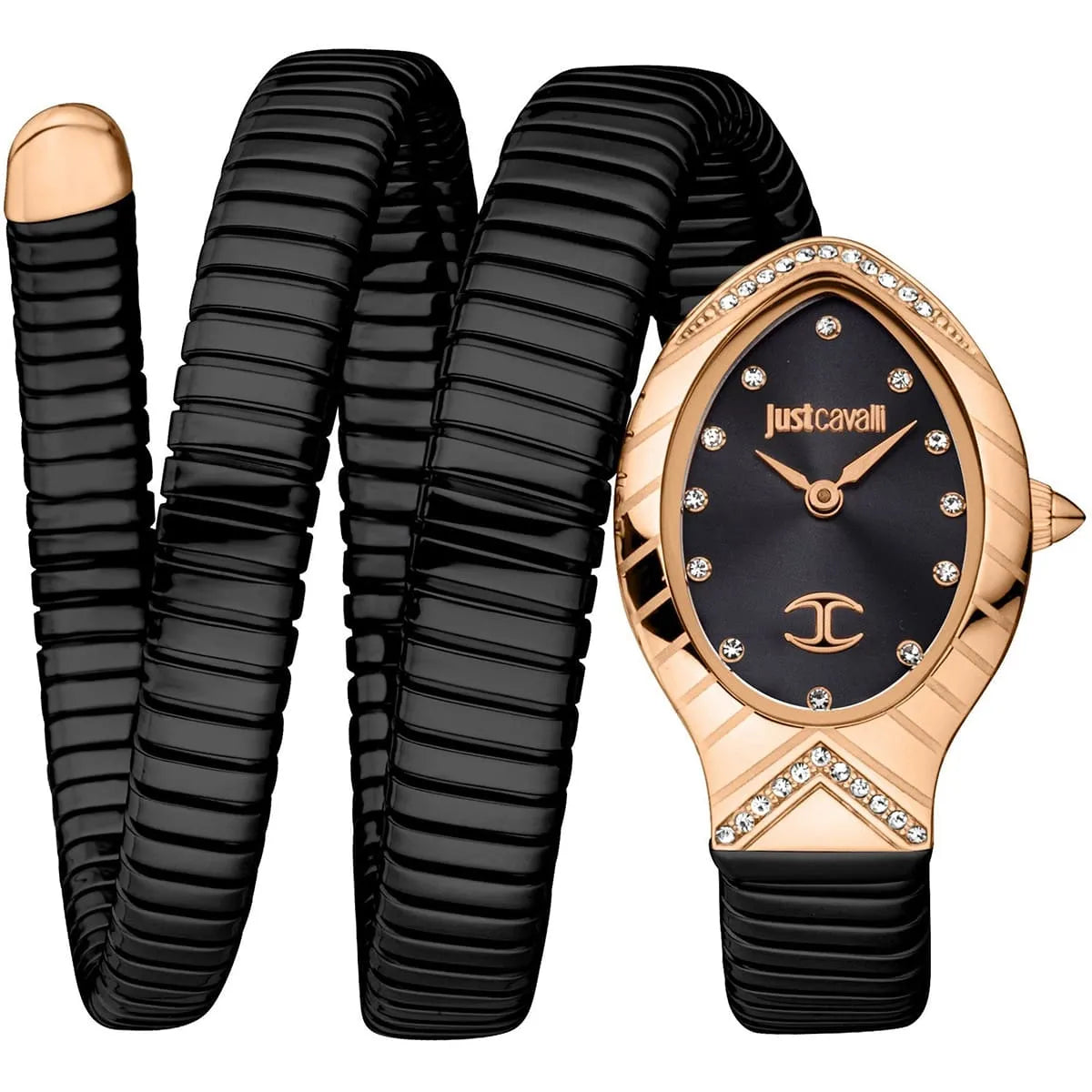 Just Cavalli Signature Snake JC1L248M0085 23mm Women's Quartz Watch – Black with Black Stainless Steel Bracelet