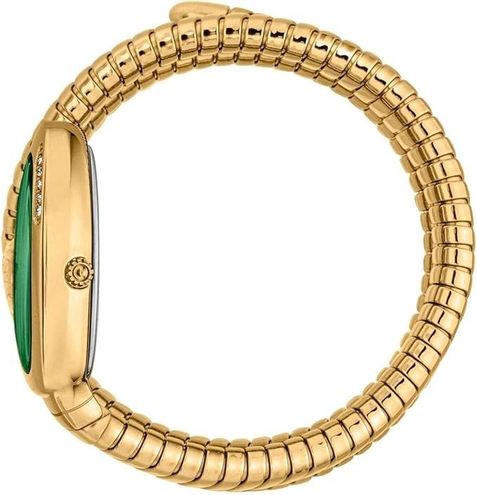 Just Cavalli Signature Snake JC1L230M0045 22mm Women's Quartz Watch – Green with Gold Stainless Steel Bracelet