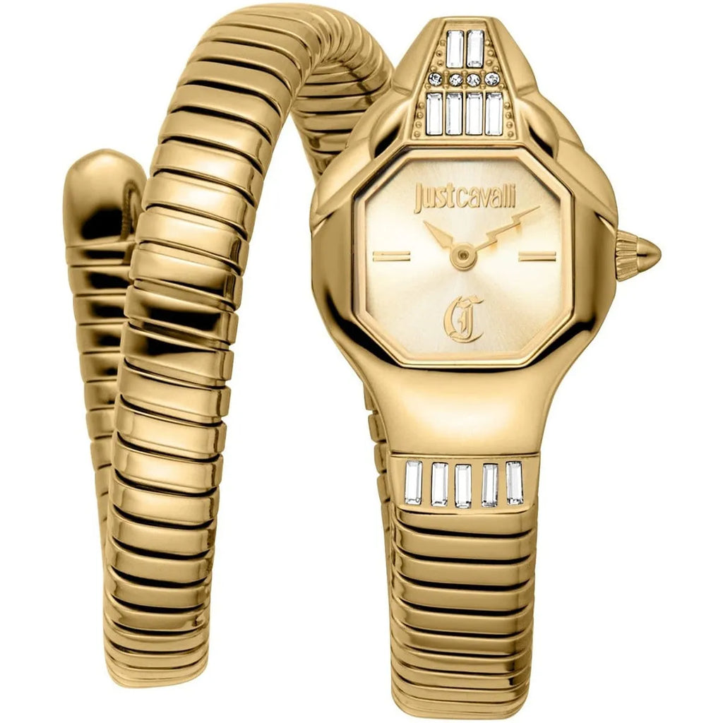 Just Cavalli Signature Snake JC1L326M0025 20mm Women's Quartz Watch – Gold with Gold Stainless Steel Bracelet