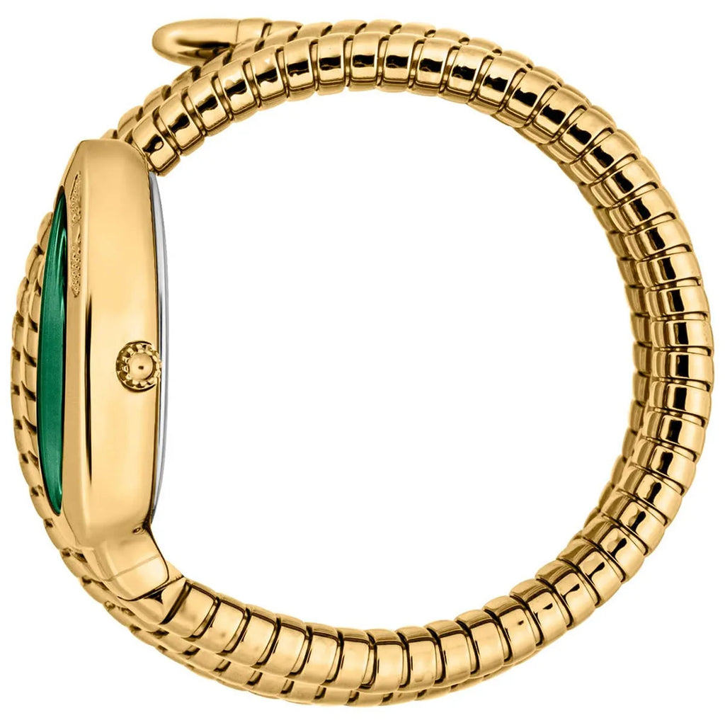 Just Cavalli Signature Snake JC1L232M0035 22mm Women's Quartz Watch – Green with Gold Stainless Steel Bracelet