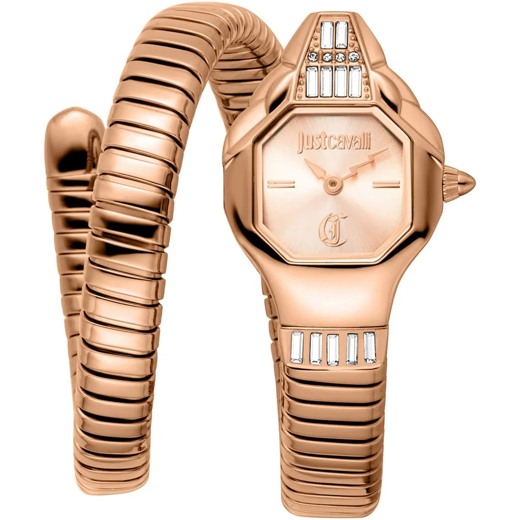 Just Cavalli Signature Snake JC1L326M0045 20mm Women's Quartz Watch – Rose Gold with Rose Gold Stainless Steel Bracelet