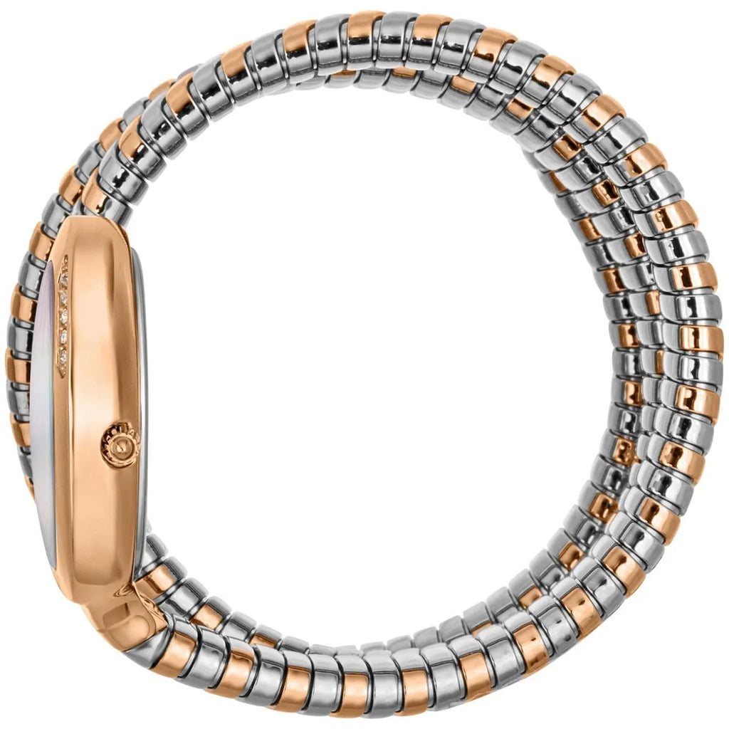 Just Cavalli Signature JC1L228M0085 23mm Women's Quartz Watch – White with Silver & Copper Stainless Steel Bracelet