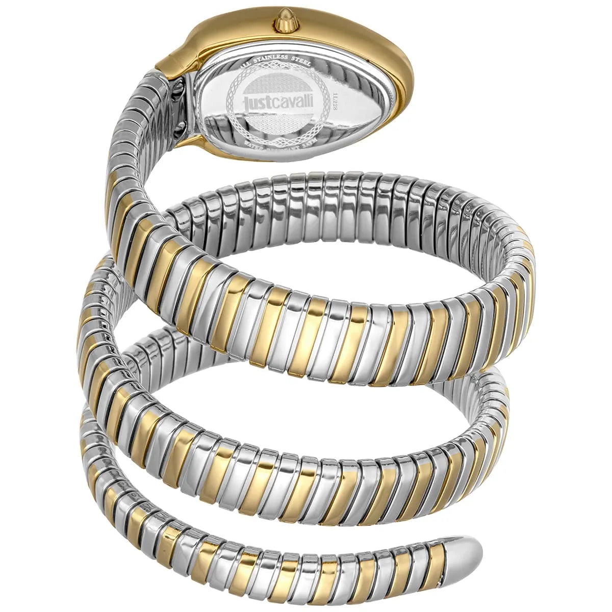 Just Cavalli Signature Snake JC1L228M0075 22mm Women's Quartz Watch – Blue with Silver & Gold Stainless Steel Bracelet