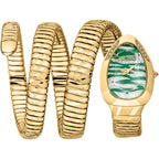 Just Cavalli Signature Snake JC1L307M0035 22mm Women's Quartz Watch – Green with Gold Stainless Steel Bracelet