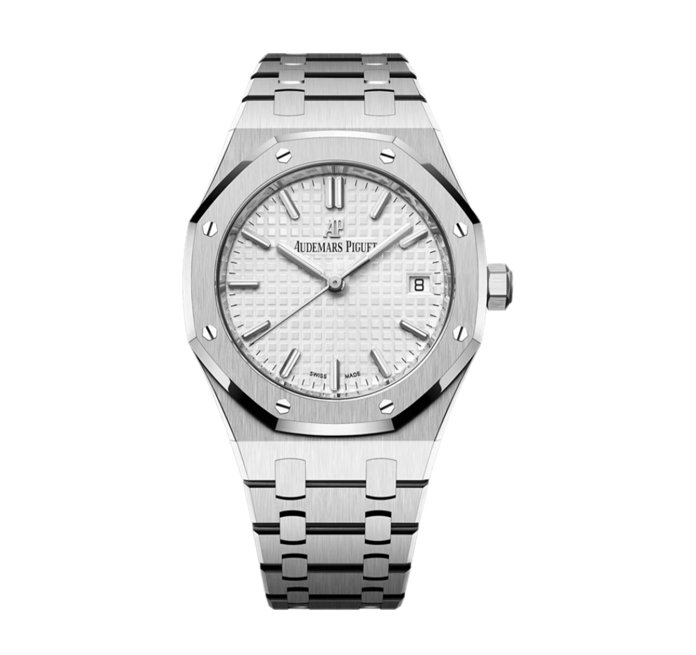 Audemars Piguet Royal Oak 41mm Men's Automatic Watch – White with Silver Stainless Steel Bracelet