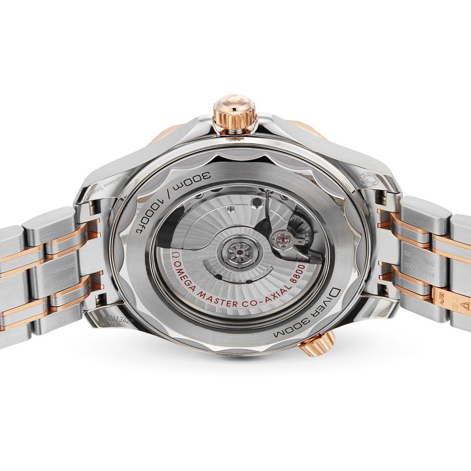 Omega Seamaster Diver 300M Master Quality Watch – Blue Dial, Rose Gold-Tone Bezel & Rose Two-Tone Stainless Steel Bracelet
