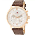 Tommy Hilfiger Evan 1710394 44mm Men's Chronograph Watch – Cream & Brown Genuine Leather Strap