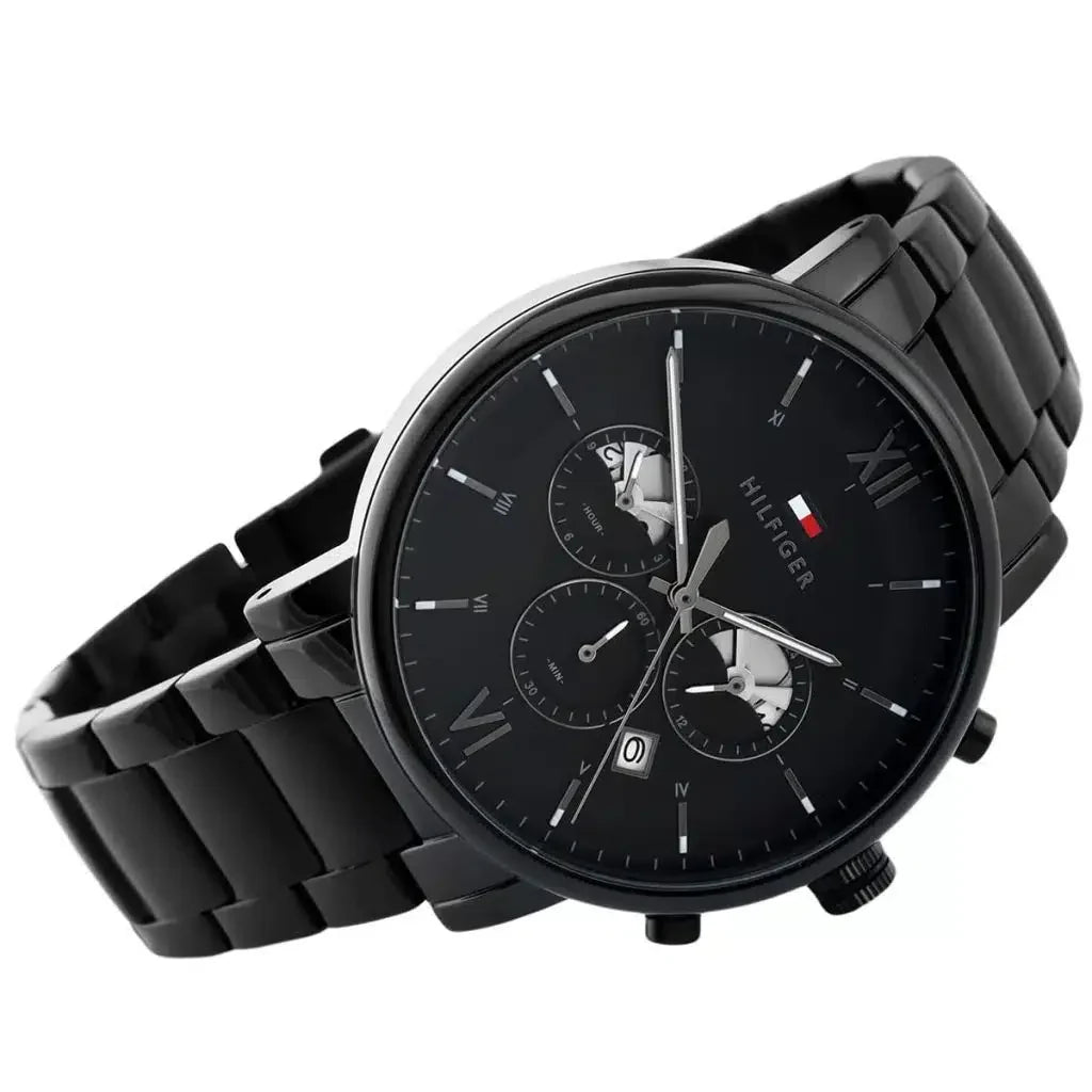 Tommy Hilfiger Evan 1710410 44mm Men's Multi-Function Watch – Black & Black Stainless Steel Bracelet