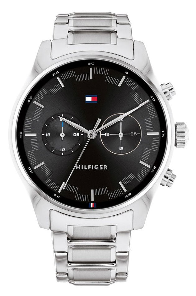Tommy Hilfiger Daniel 1710419 46mm Men's Multi-Function Watch – Black & Silver Stainless Steel Bracelet
