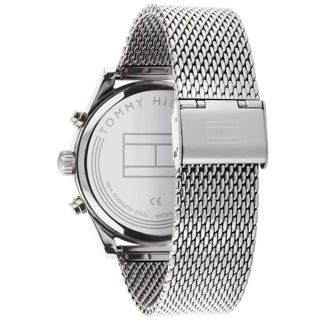Tommy Hilfiger Sawyer 1710420 44mm Men's Multi-Function Watch – Blue & Silver Stainless Steel Mesh Bracelet