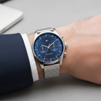 Tommy Hilfiger Sawyer 1710420 44mm Men's Multi-Function Watch – Blue & Silver Stainless Steel Mesh Bracelet