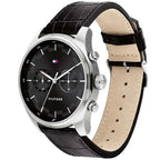 Tommy Hilfiger Sawyer 1710424 44mm Men's Multi-Function Watch – Black & Black Genuine Leather Strap