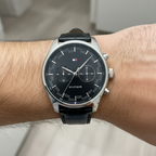 Tommy Hilfiger Sawyer 1710424 44mm Men's Multi-Function Watch – Black & Black Genuine Leather Strap