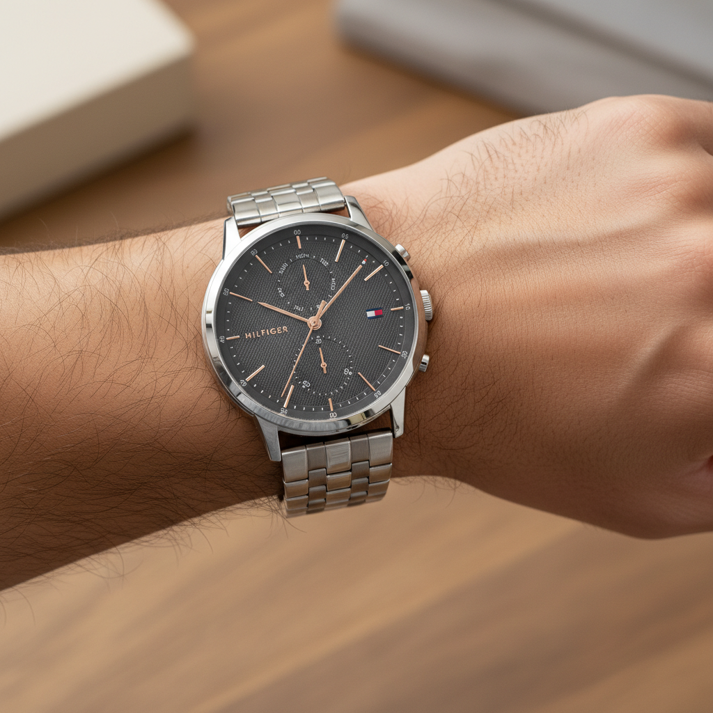 Tommy Hilfiger Easton 1710431 44mm Men's Multi-Function Watch – Grey & Silver Stainless Steel Bracelet