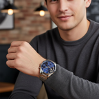 Tommy Hilfiger Baker 1710448 44mm Men's Multi-Function Watch – Blue Skeleton & Silver Stainless Steel Bracelet