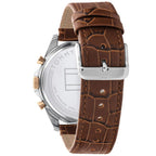 Tommy Hilfiger Baker 1710450 44mm Men's Multi-Function Watch – White Semi-Skeleton & Brown Genuine Leather Strap