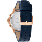 Tommy Hilfiger Henry 1710475 44mm Men's Multi-Function Watch – Blue Semi-Skeleton & Blue Genuine Leather Strap