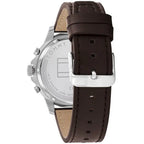 Tommy Hilfiger Henry 1710476 44mm Men's Multi-Function Watch – Blue Semi-Skeleton & Brown Genuine Leather Strap
