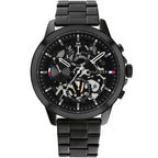 Tommy Hilfiger Henry 1710478 44mm Men's Quartz Watch – Black Skeleton & Black Stainless Steel Bracelet